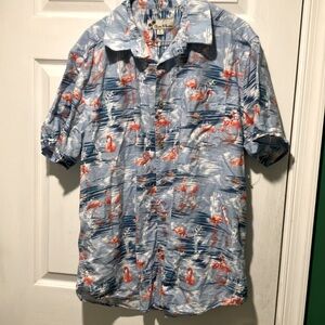 Oliver and Burke flamingo print light blue Hawaiian shirt men’s XL